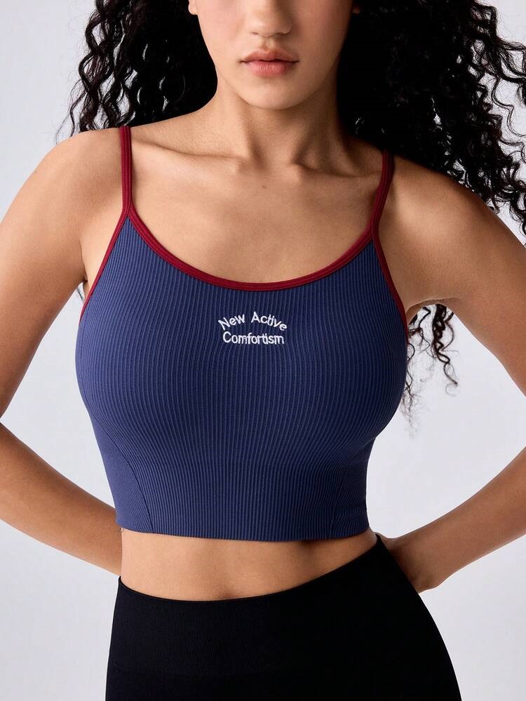 Yoga Blocks - Sportbeha met spaghettibandjes en kleurblokken voor
