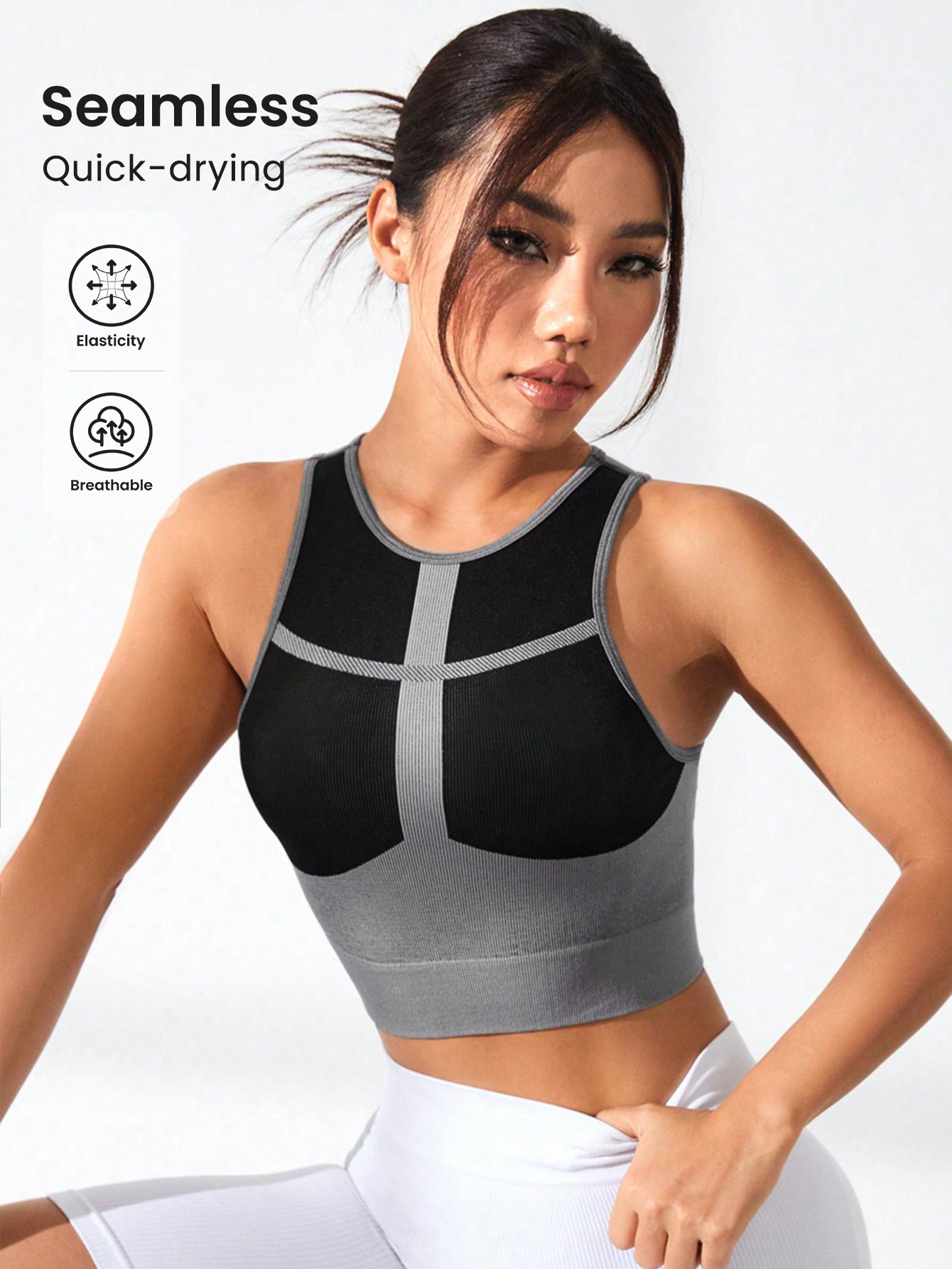 Yoga Blocks - Dames Color Block Cross Line Geribbelde